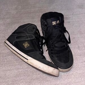 Cyber Y2K grunge black and gold skull candy x dc shoes skate high top shoes